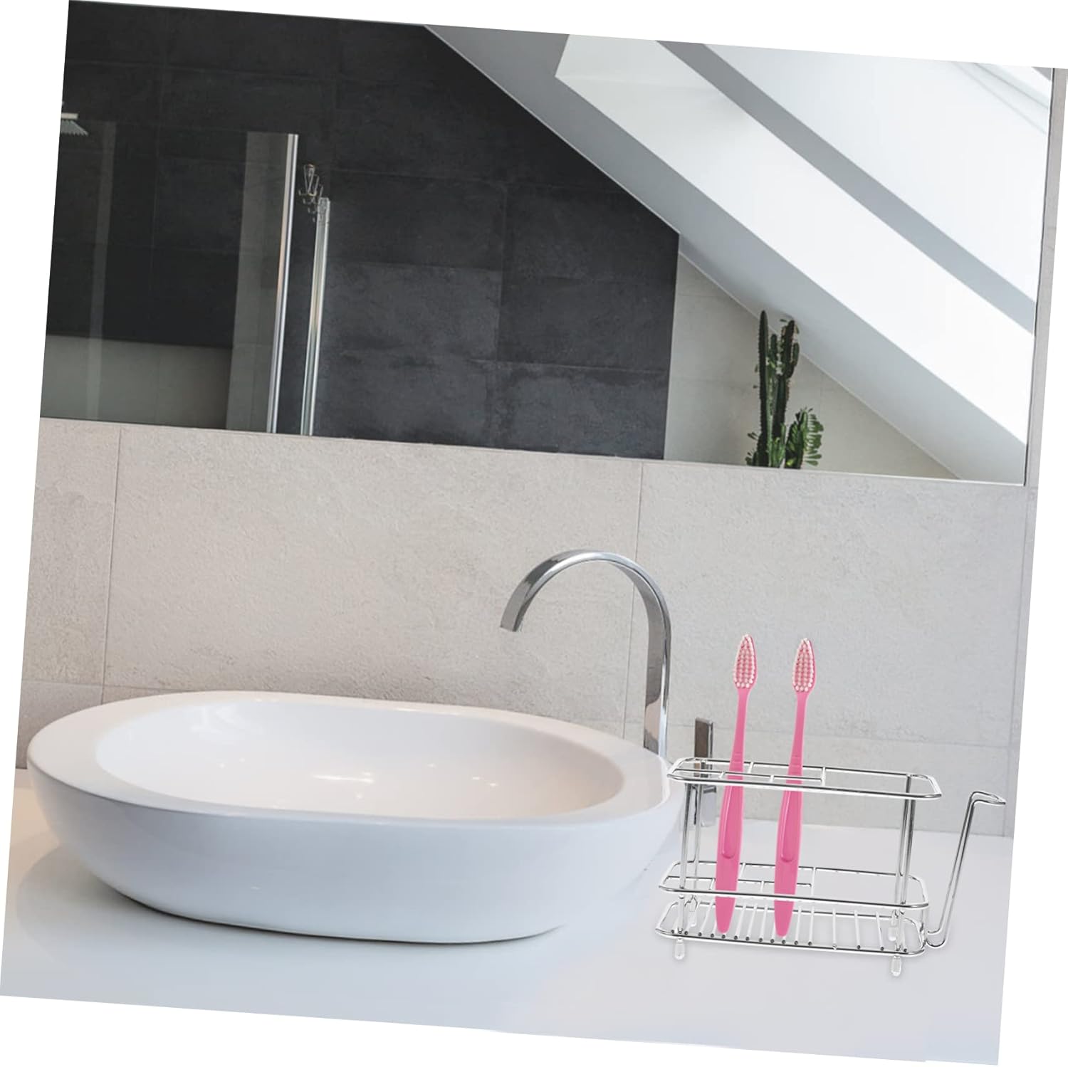 STOBAZA Durable Stainless Steel Toothbrush Wall-Mounted Holder for Bathroom