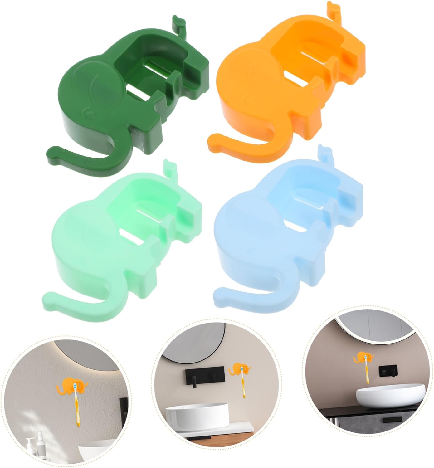 Cabilock Cuddly Elephant Toothbrush Holder Wall-Mounted for Boys Girls