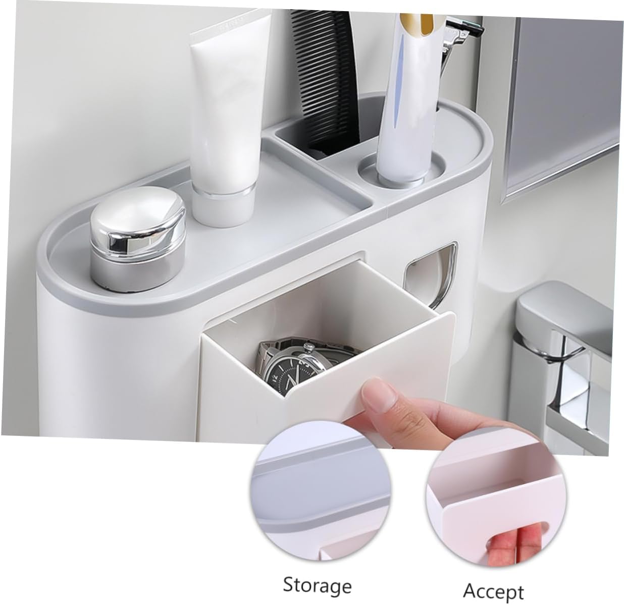 All-in-One Wall-Mounted Toothbrush Holder With Gargle Rack Toothpaste Dispenser