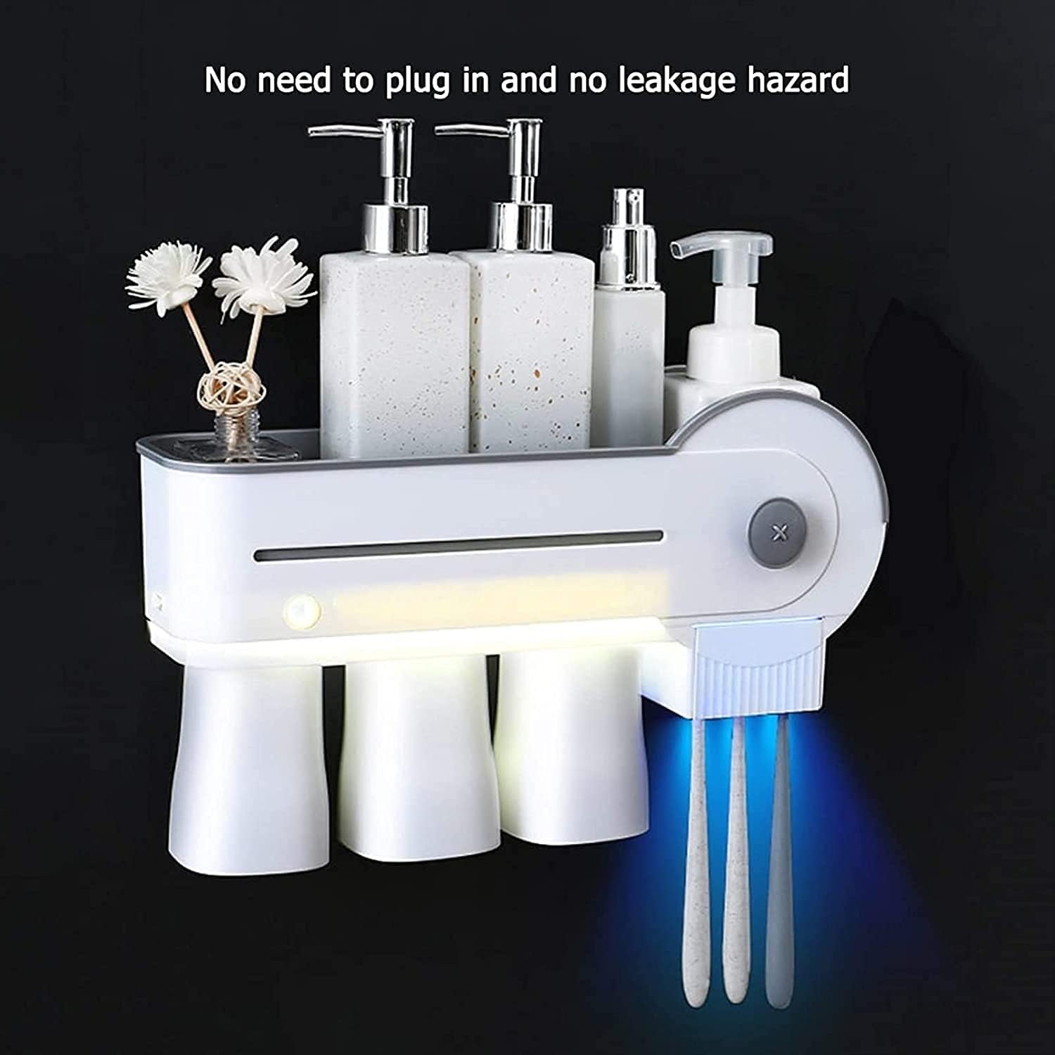 Portable Automatic Toothpaste Dispenser Kit with 3 Toothbrush Slots Organizer