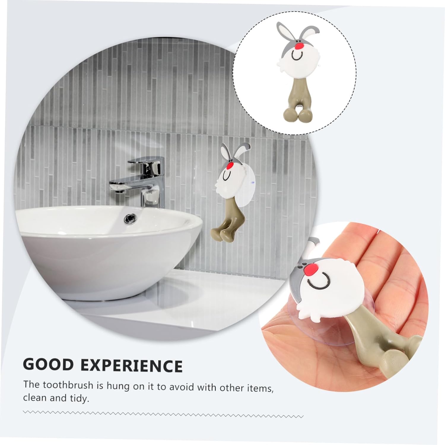Ciieeo Cute Rabbit Toothbrush Holder Suction Cup Rack for Kids