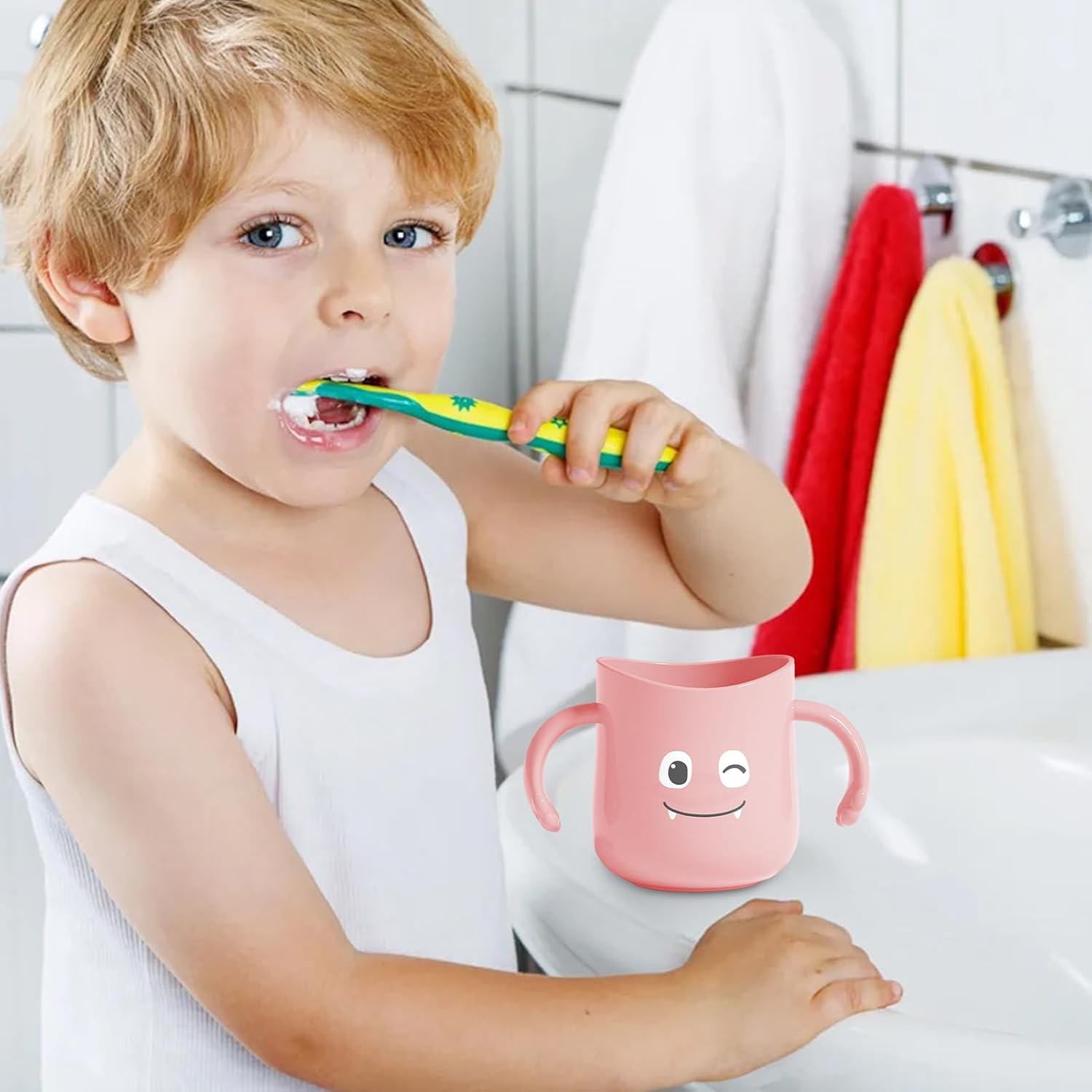 2-Piece Kids Toothbrush Cups Holder with Dinosaur Pattern