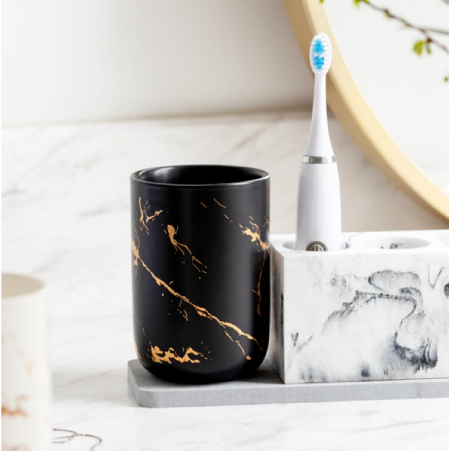 Marble Toothbrush Holder Dishwasher Safe Organizer for Bathroom