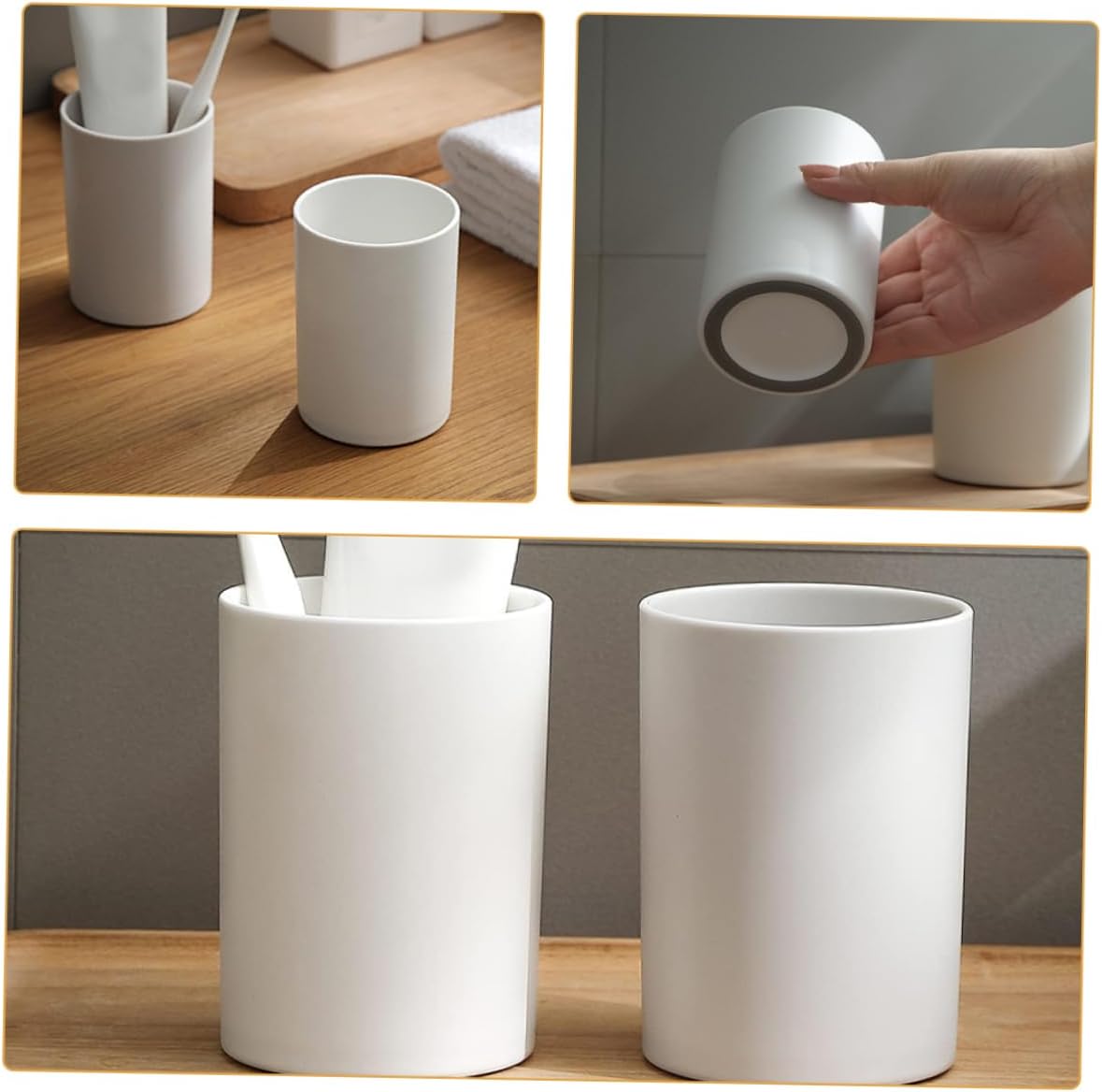 Stylish Reusable Double Toothbrush Holder Cups for Bathroom Kitchen Use Unbreakable Safe