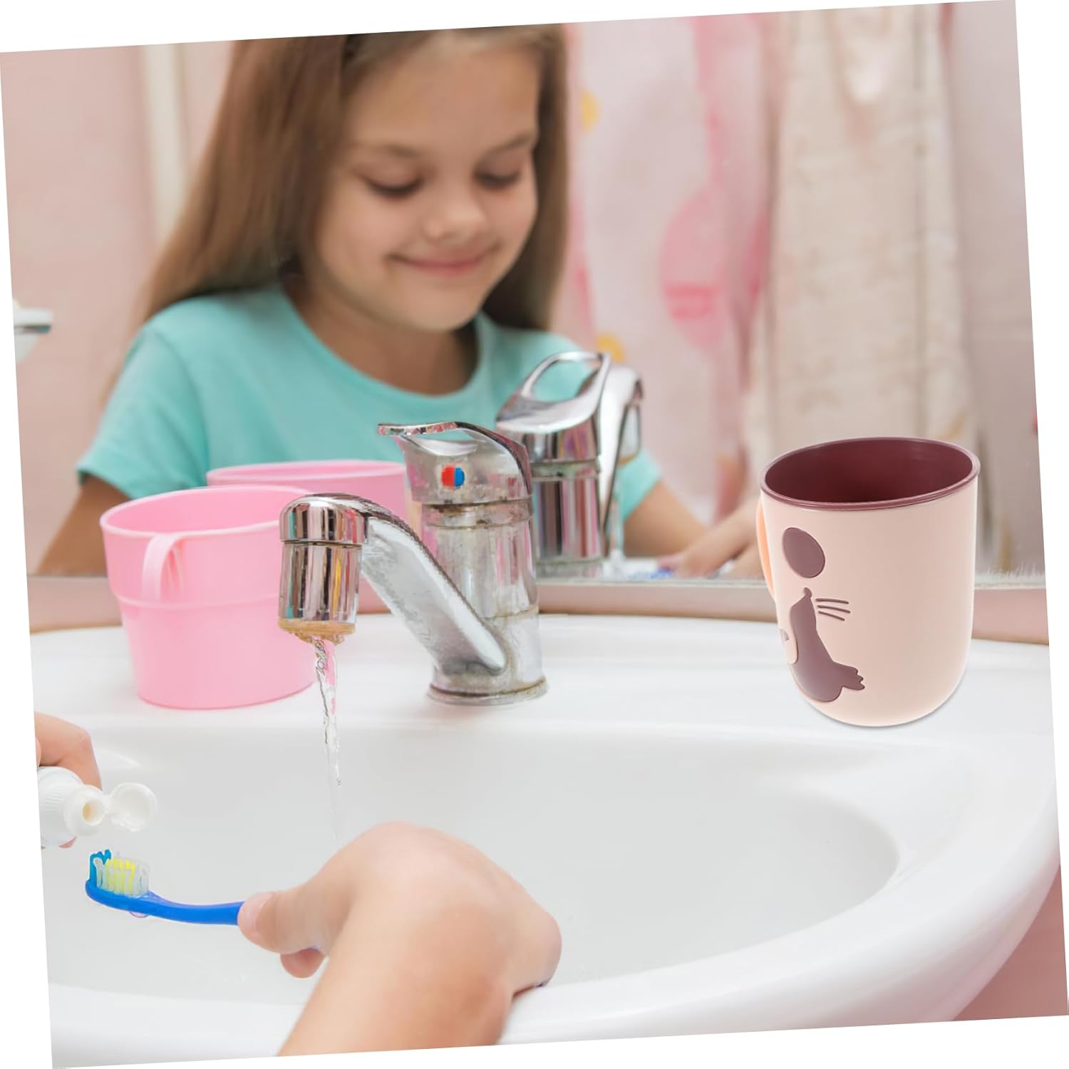 Totority Baby Mouthwash Cup Dolphin Toothbrush Holder Portable Travel Tumbler
