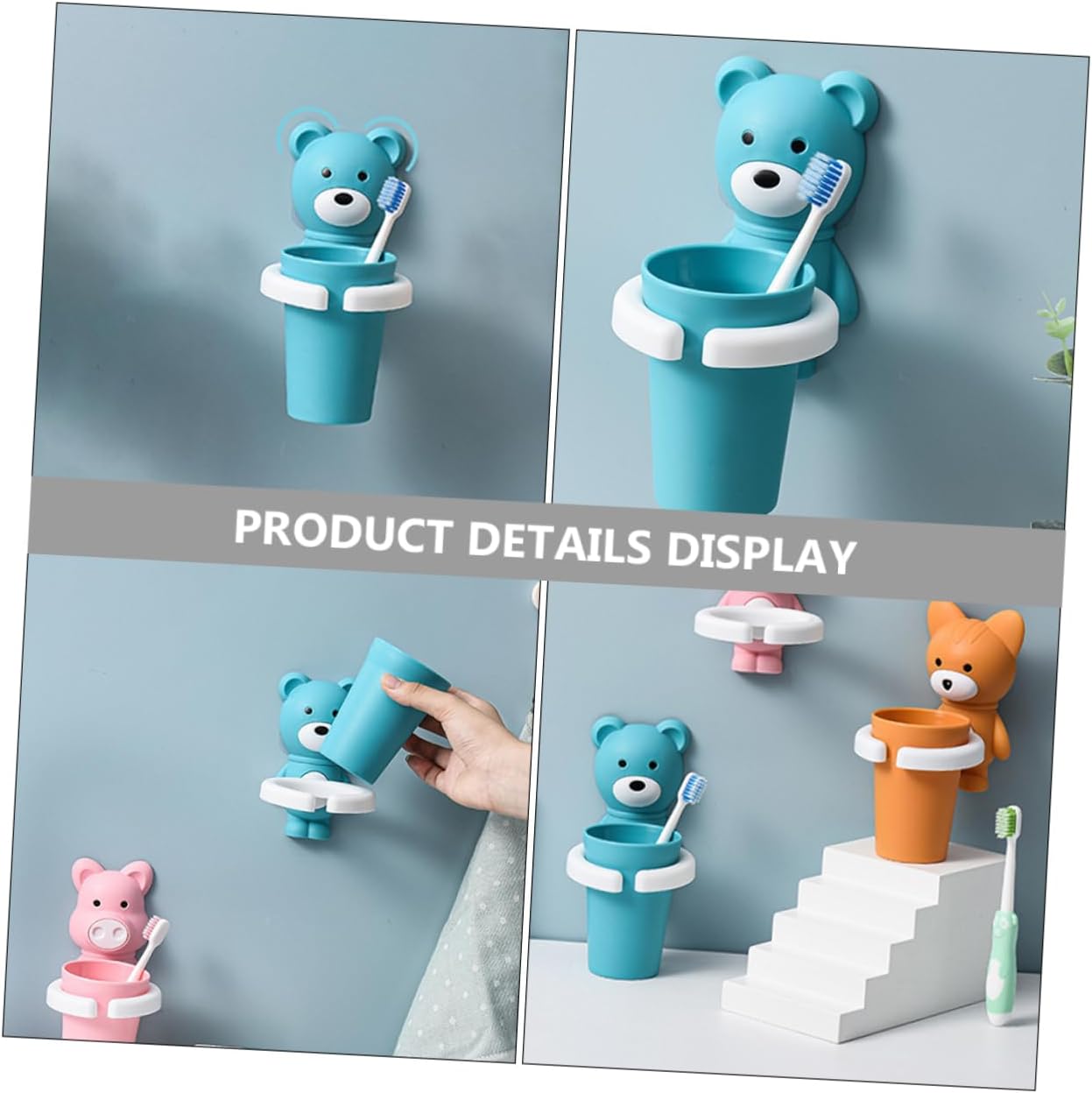 NOLITOY Meowth Tooth Brush Mouth Wash Organizer for Kids
