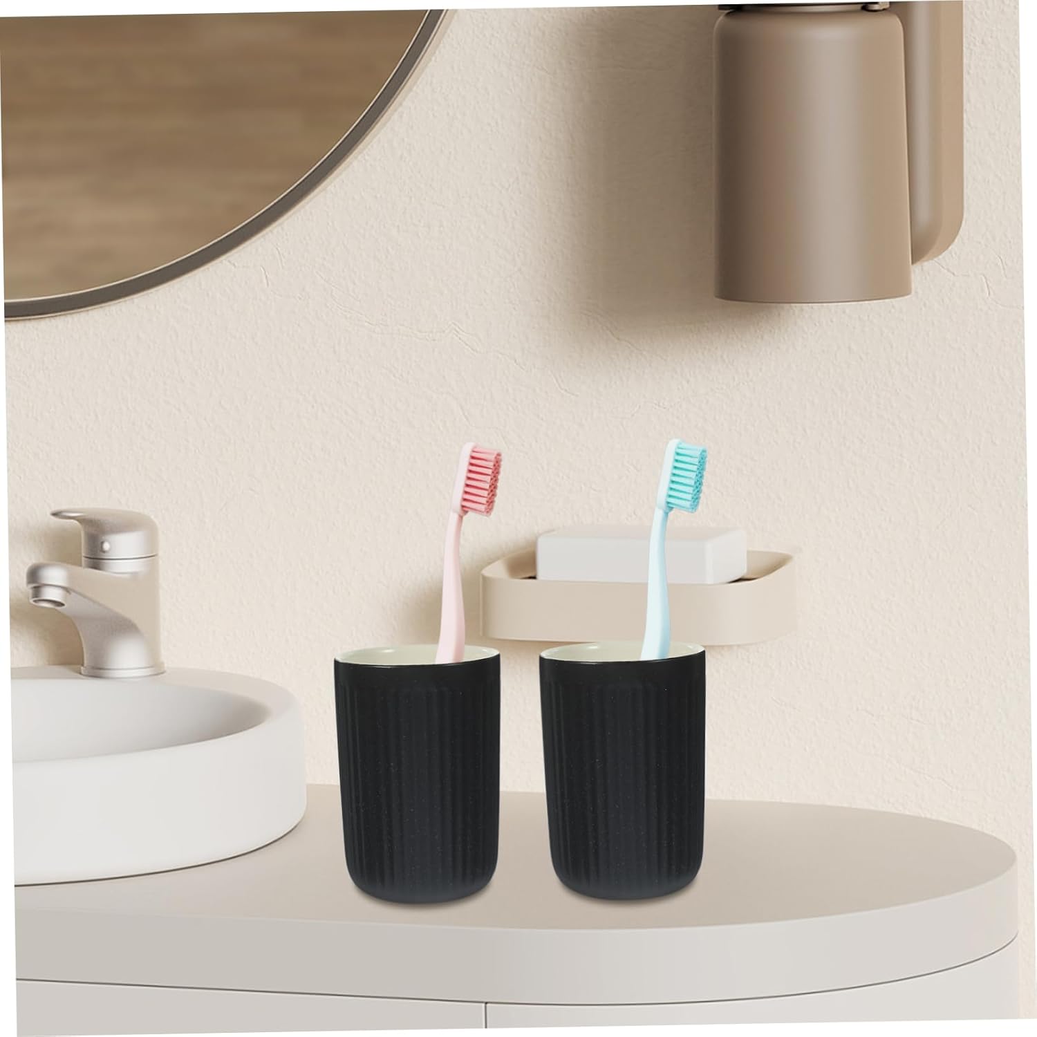 2-Piece Retro Toothbrush Cups for Home and Travel