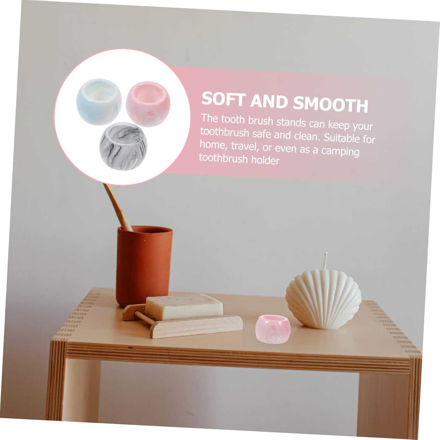 3Pc Marbling Electric Toothbrush Compact Holder