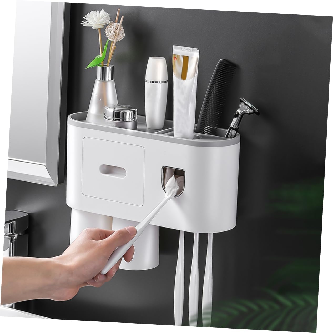 Wall-Mount Toothbrush Toothpaste Organizer