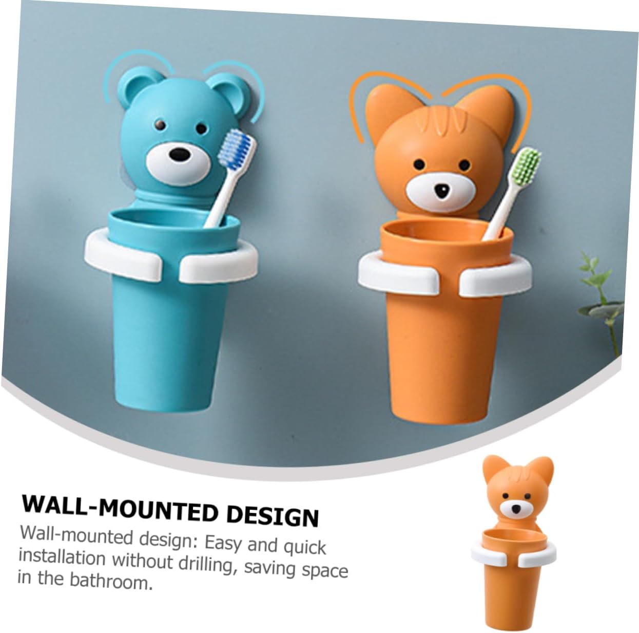 Happyyami Cartoon Wall-Mounted Toothbrush Organizer