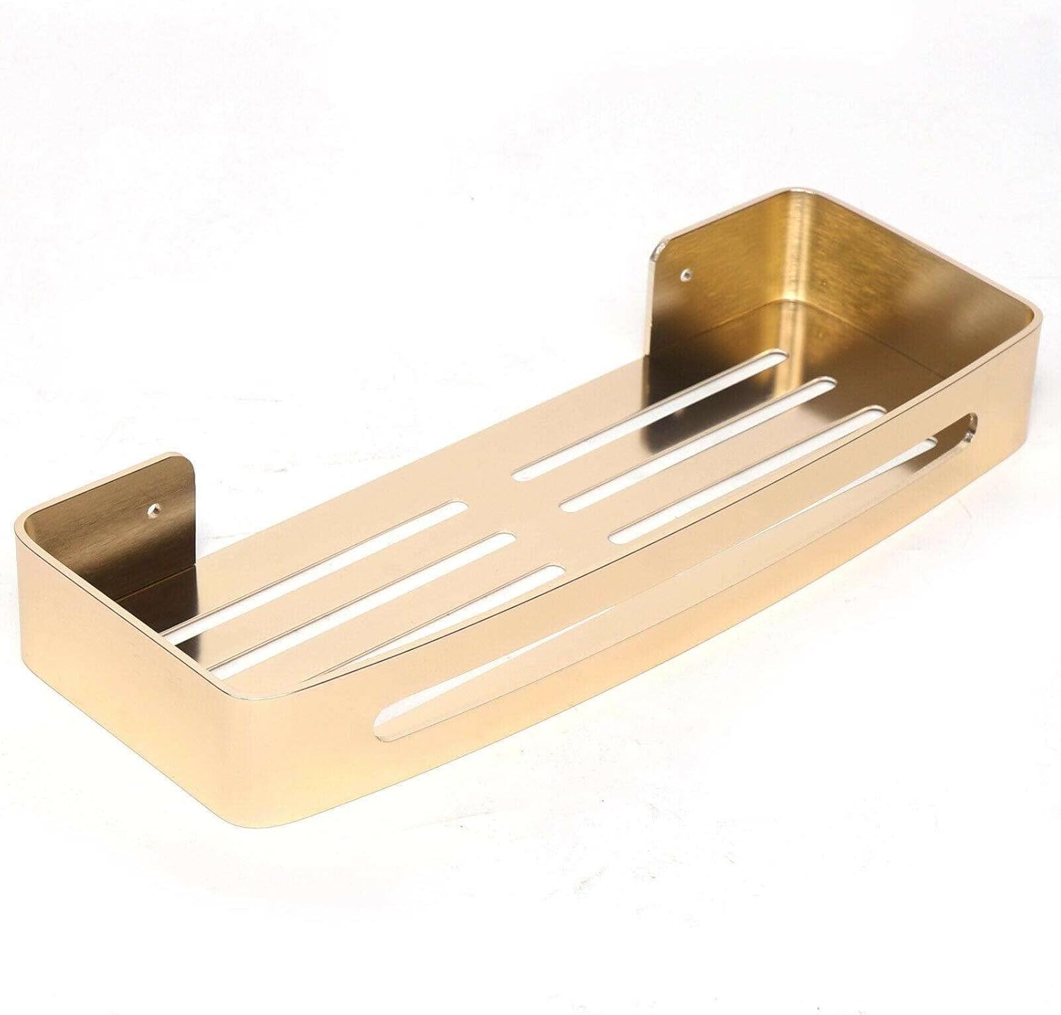 FINANCIALLY LIT Gold Aluminum Single Layer Shower Caddy Storage Shelf - Bathroom Organizer