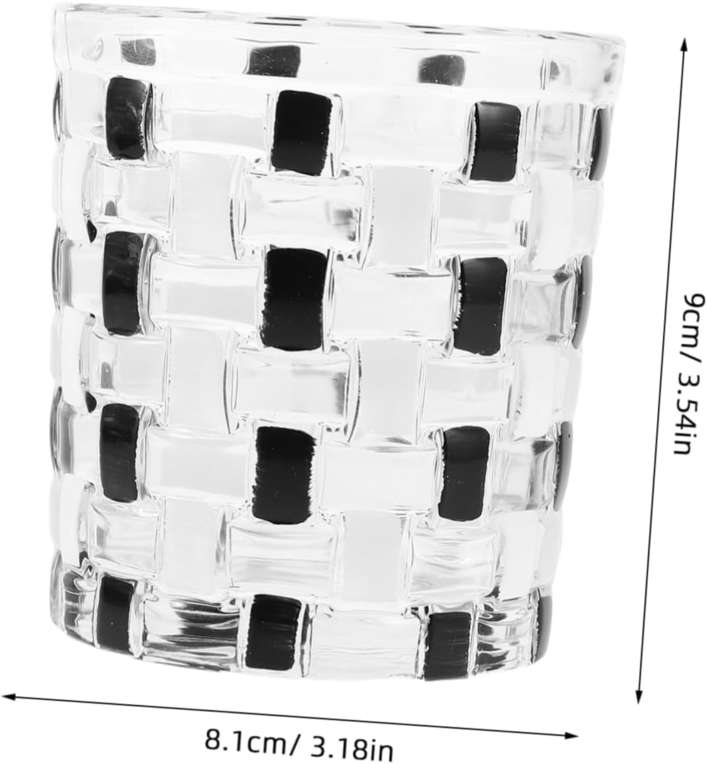Elegant Checkerboard Glass Toothbrush Holder