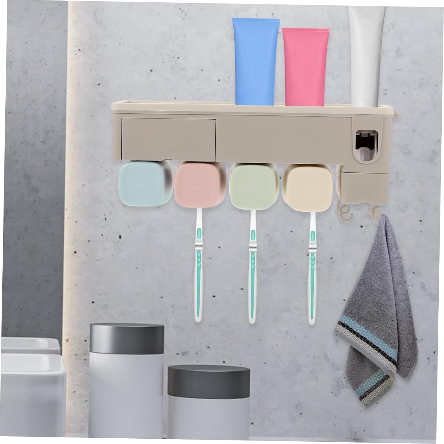 Elegant Wall-Mounted Toothbrush Holder with Automatic Dispenser