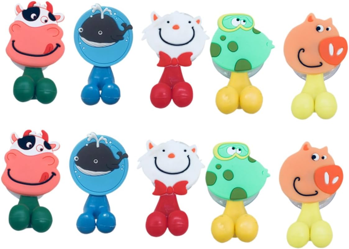 10-Piece Cartoon Character Toothbrush Holder Random Animal Design Easy to Install