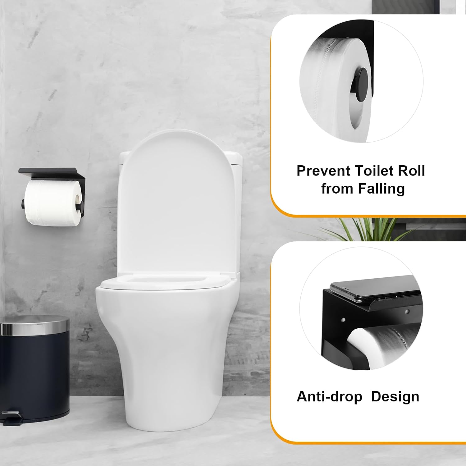 6-Piece Adhesive Shower Caddy Durable Stylish