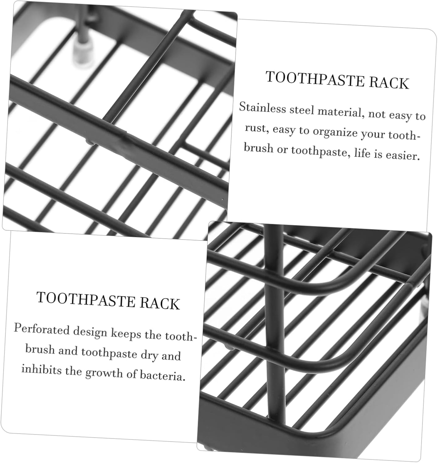 LIFKICH - Durable Iron Toothbrush Holder Rack for Bathroom Storage