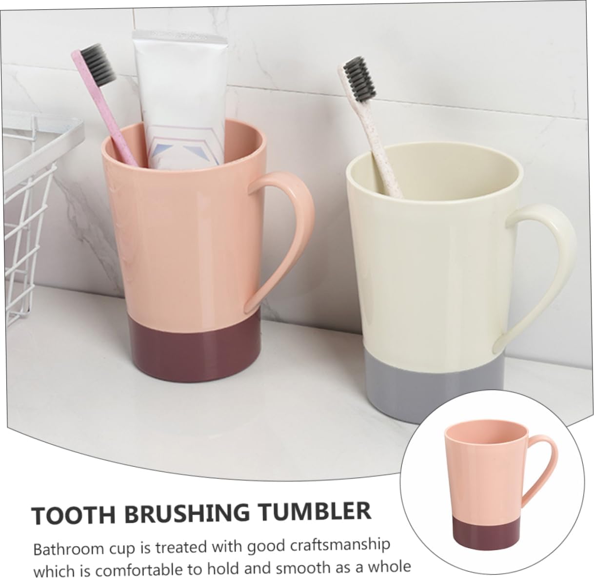 4-Piece Reusable Tooth Brush Holders mug SetPP for Home Kitchen