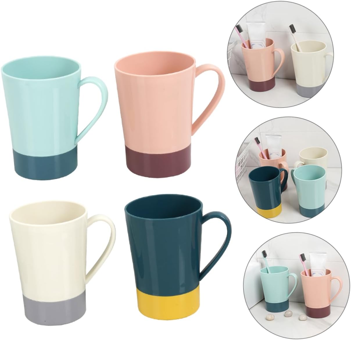4-Piece Reusable Tooth Brush Holders mug SetPP for Home Kitchen