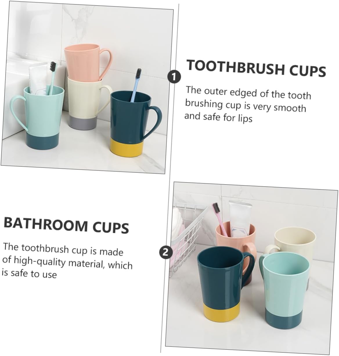 4-Piece Reusable Tooth Brush Holders mug SetPP for Home Kitchen