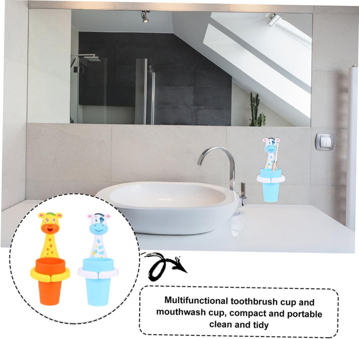 PRETYZOOM 2-Sets Animated Animal Toothbrush Holder for Bathroom