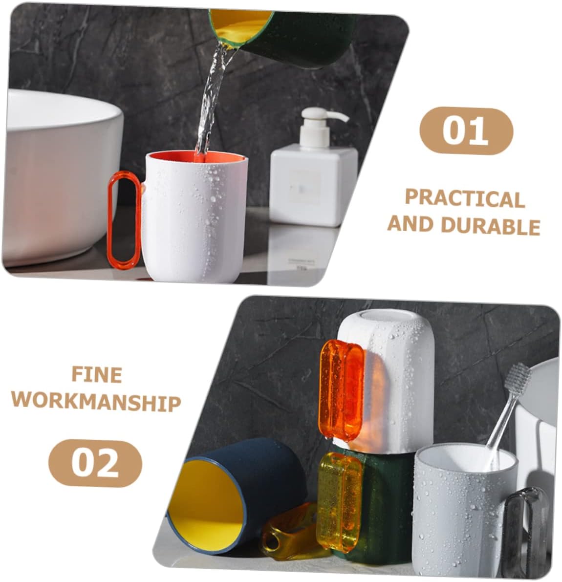 Happyyami 4pcs Chic Bathroom Cups for Home and Travel