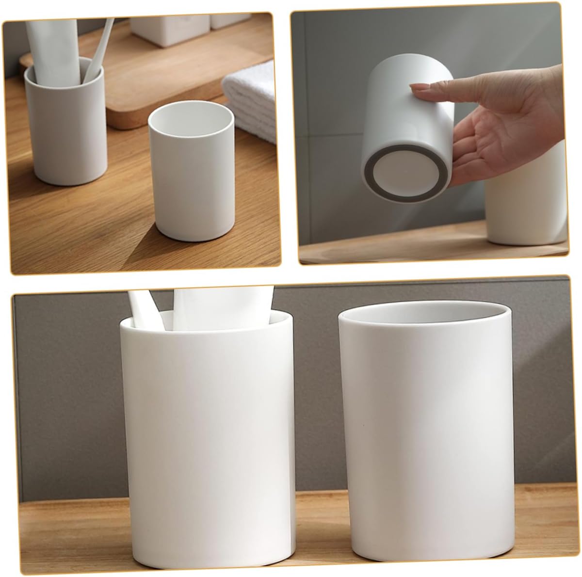 Happyyami 2Pcs Bathroom Tumbler Cups Reusable Unbreakable Multi Purpose Toothbrush and Drinking Cup