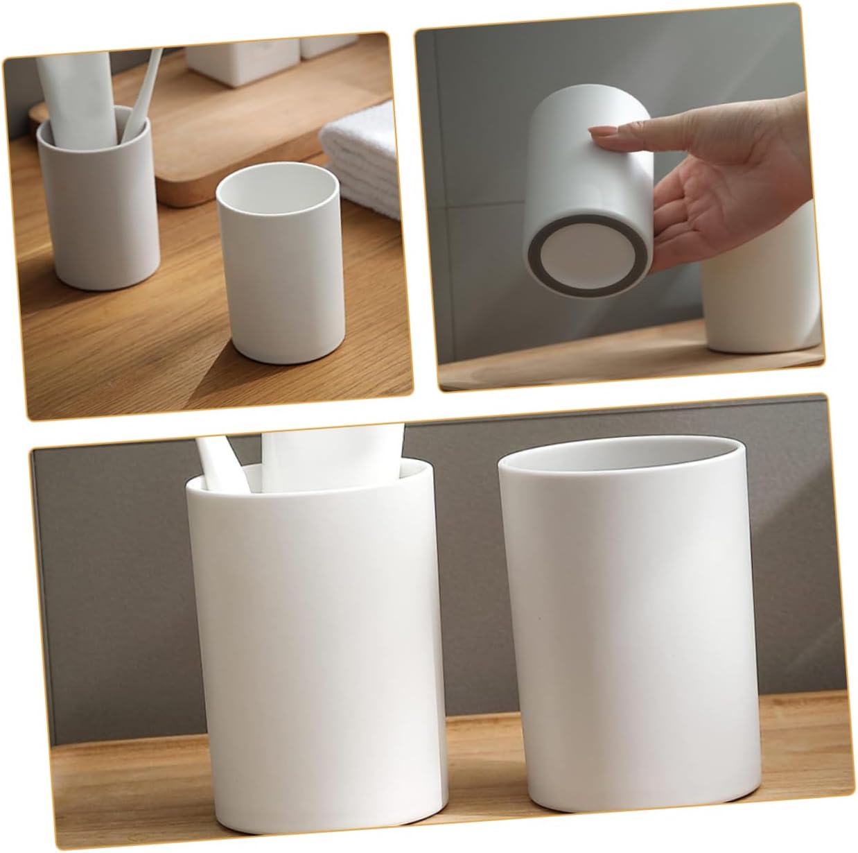 Two-Piece Unbreakable Bathroom Tumbler Cups Reusable Toothbrush Mugs for Home Use