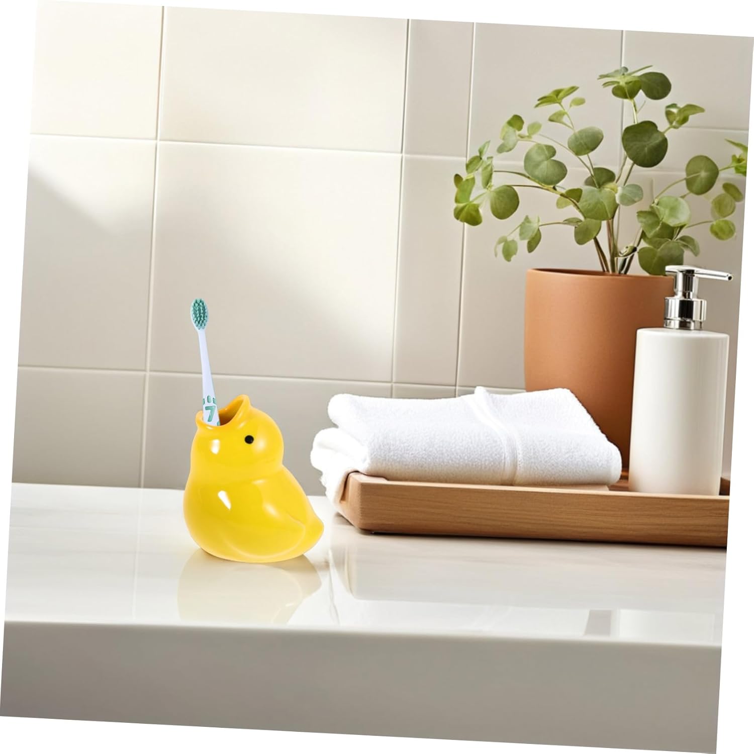 Adorable Cartoon Ceramic Toothbrush Organizer