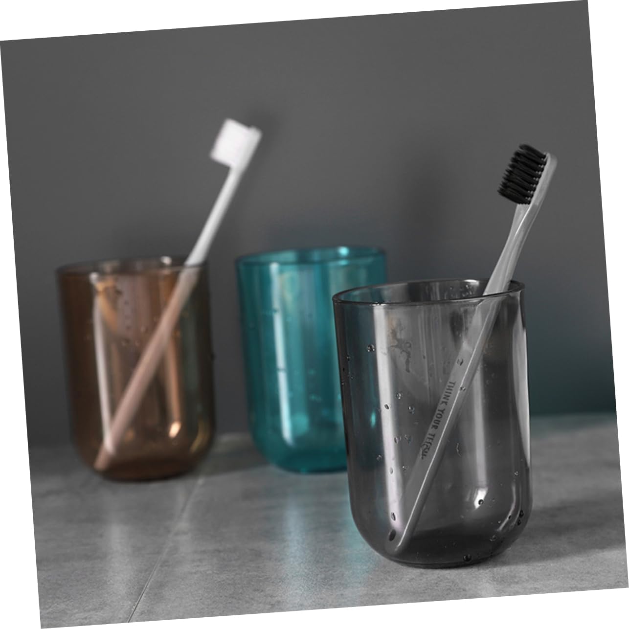 Ergonomic Clear Toothbrush Mug Set for Adults