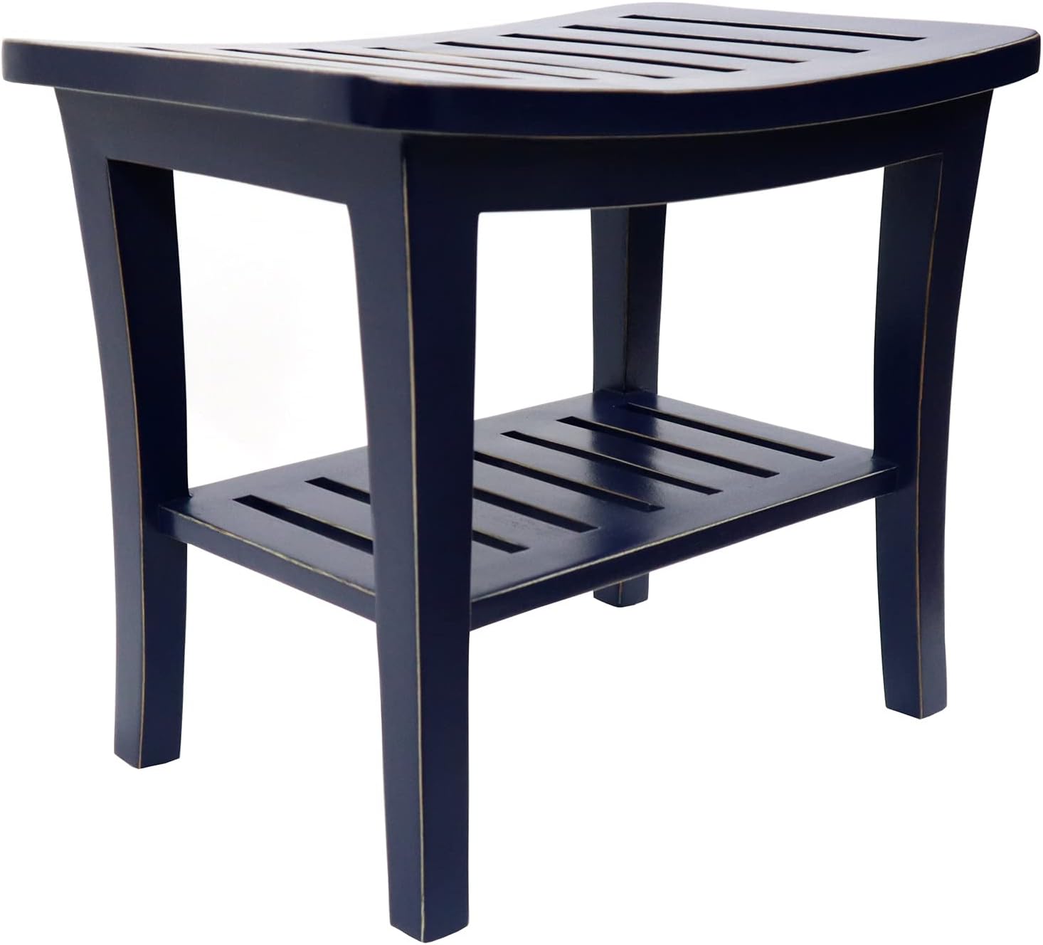 Distressed Teak Shower Bench Large Navy by REDMON Since 1883