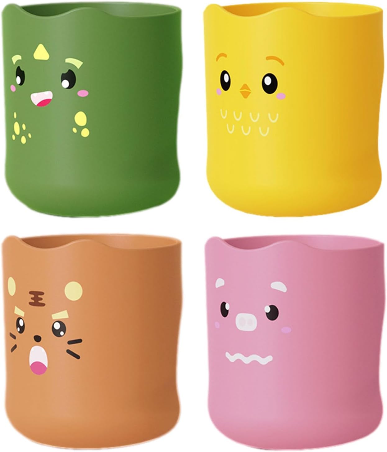 Eco-Friendly 4-Pack Kids Toothbrush Cup Non-Slip Cartoon Holder