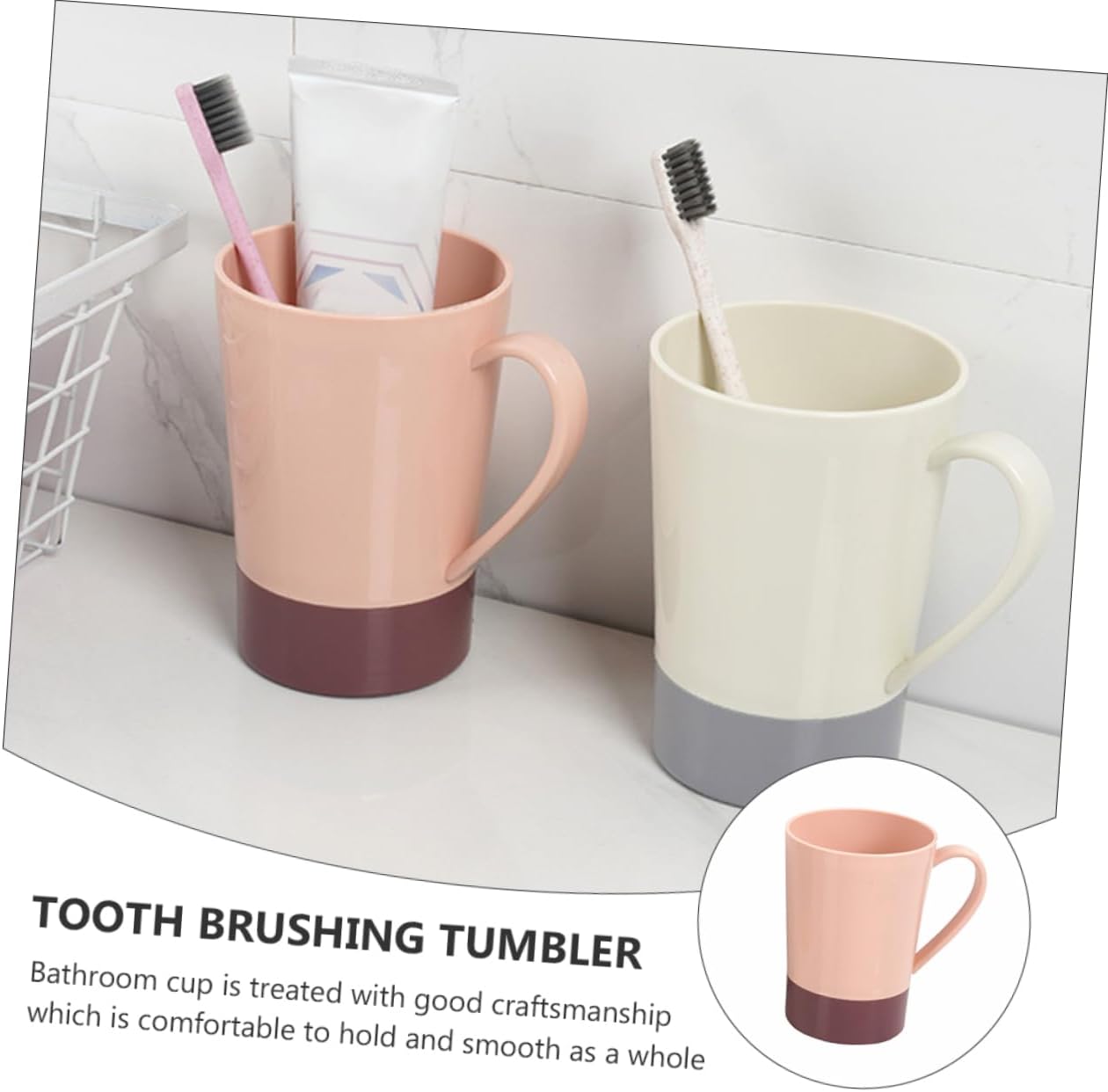WESIEVYA 4pcs Bathroom Mug Toothbrush Holder