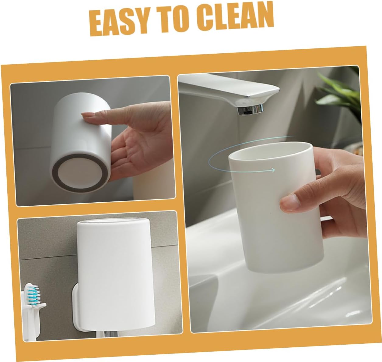 Stylish Reusable Double Toothbrush Holder Cups for Bathroom Kitchen Use Unbreakable Safe