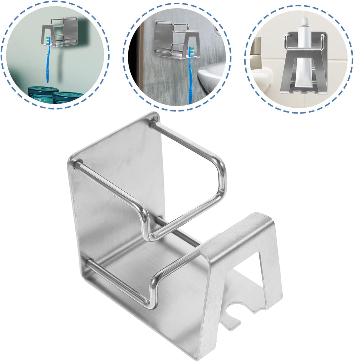Stainless Steel Wall-Mounted Toothbrush and Cup Holder