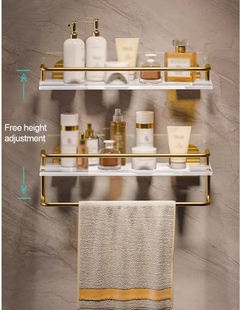 Stylish Wall-Mounted Shower Caddy in Gold for Efficient Storage