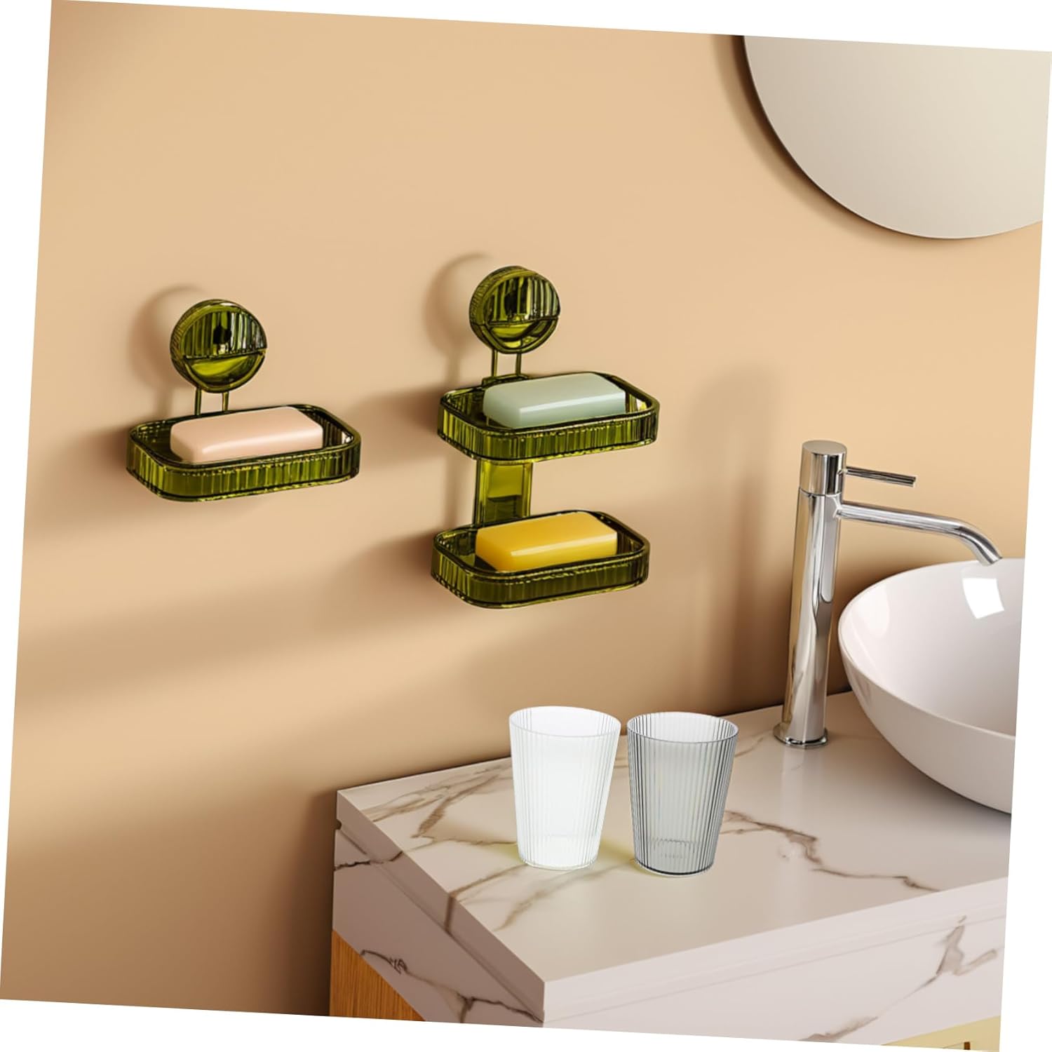 Zerodeko 2pcs Clear Toothbrush Cup Holder