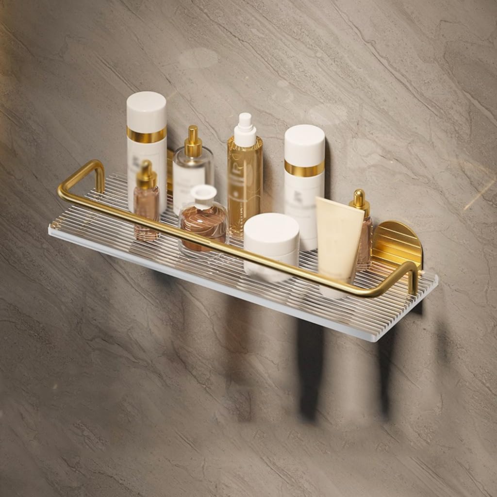 Stylish Wall-Mounted Shower Caddy in Gold for Efficient Storage