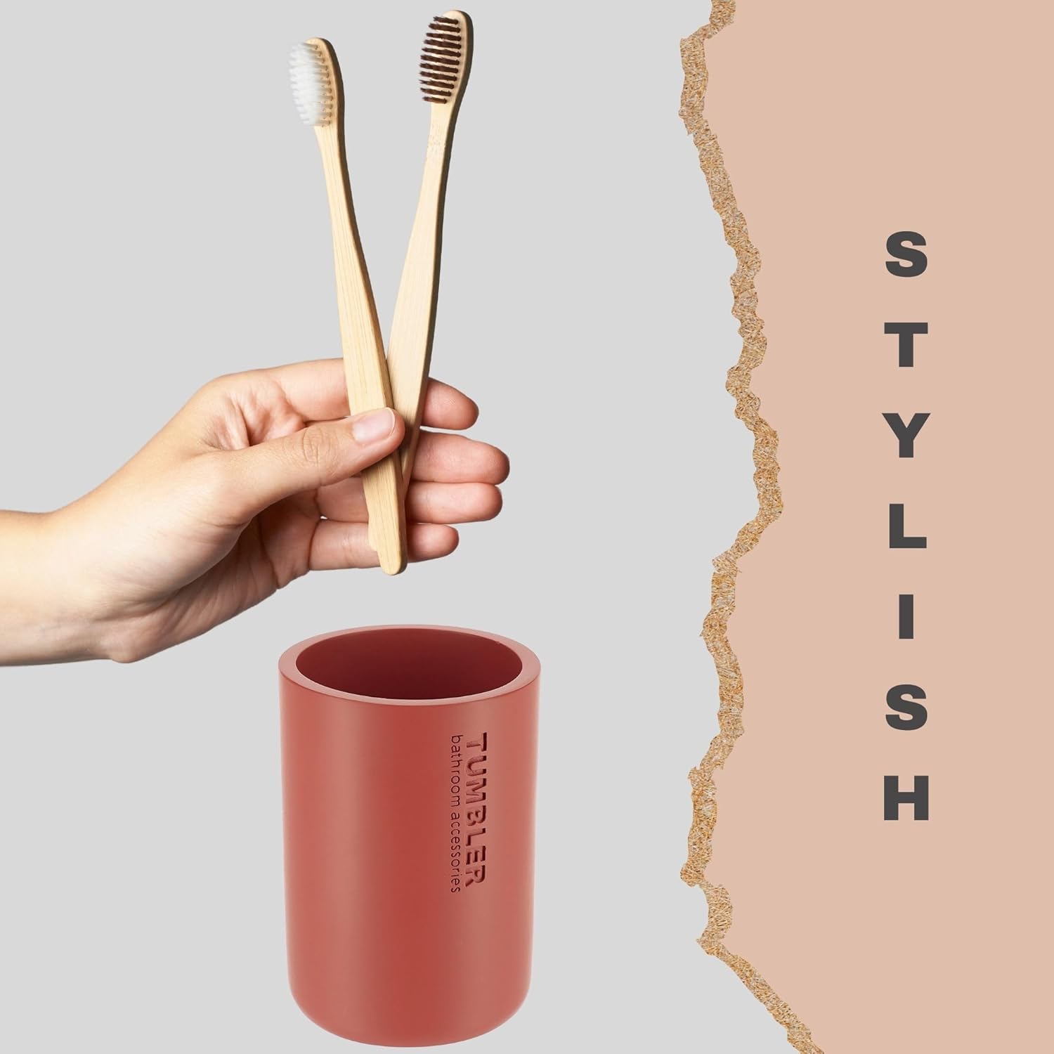 Matte Terracotta Toothbrush Holder for Bathroom Vanity