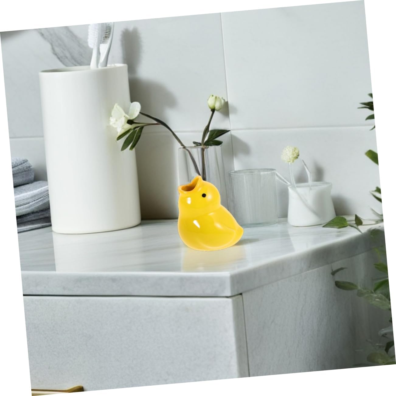 2pcs Cute Ceramic Animal Toothbrush Holder for Boys and Girls