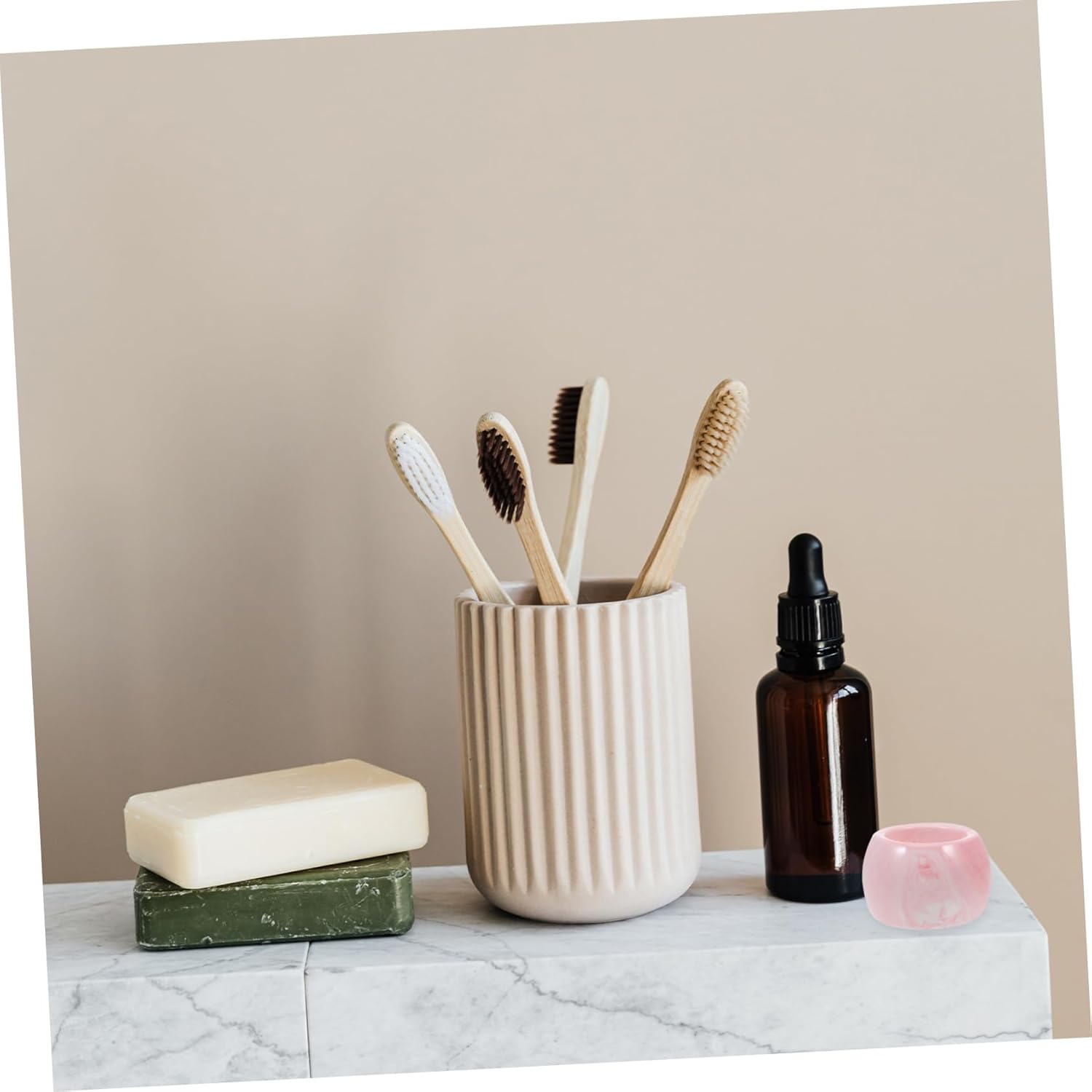 3Pc Marble Ceramic Electric Toothbrush Holder Organizer - Stylish Space Saving Easy to Clean