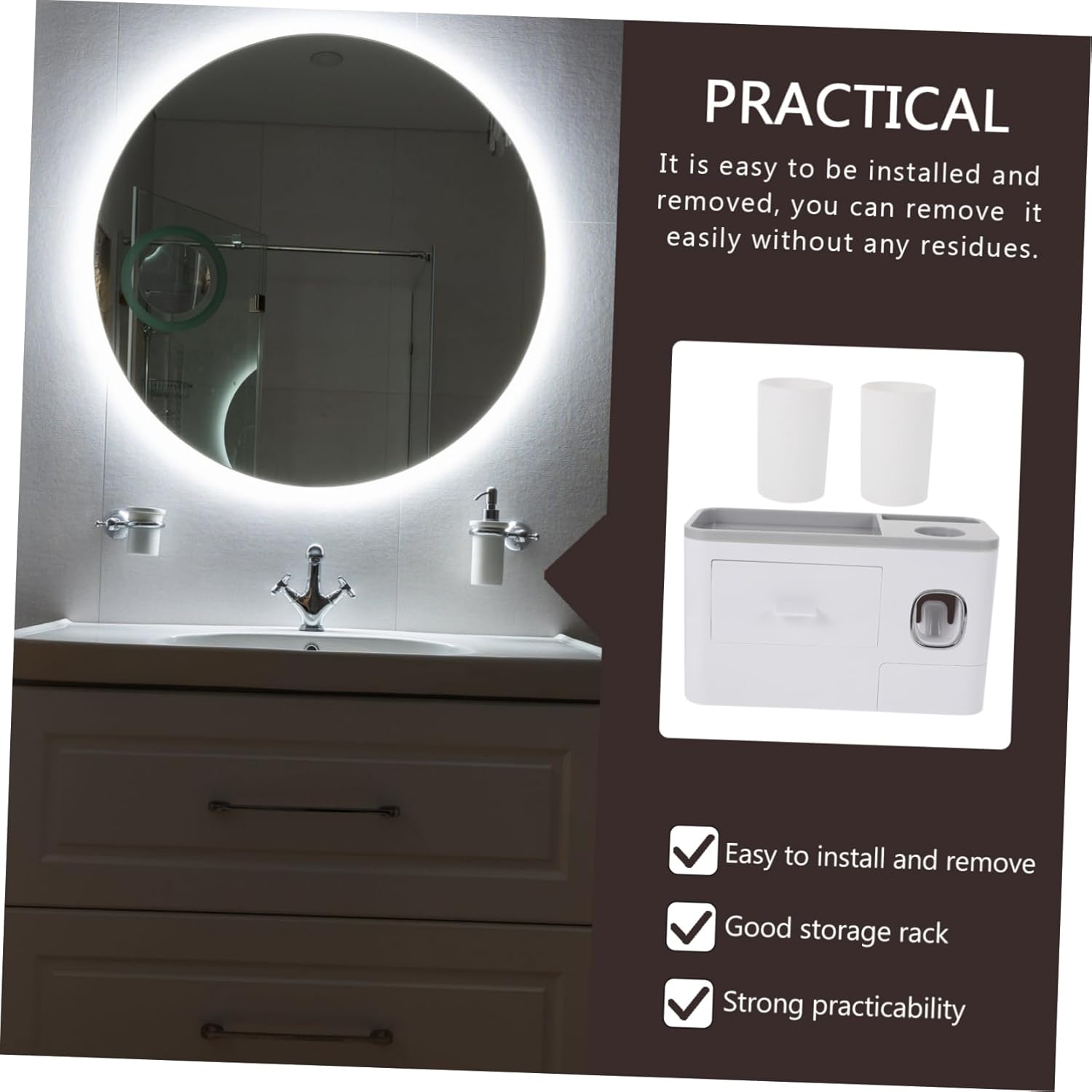 DECHOUS Space Saving Wall-Mounted Toothbrush Holder