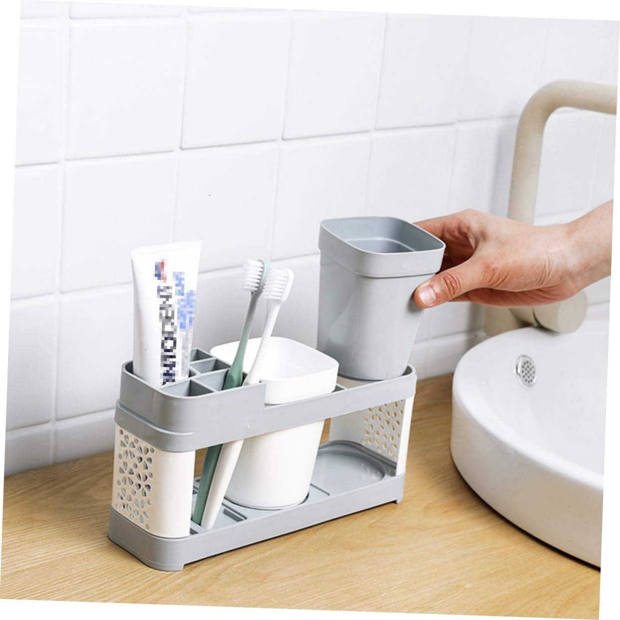 Amosfun Suction Cup Toothbrush Holder with 5 Slots