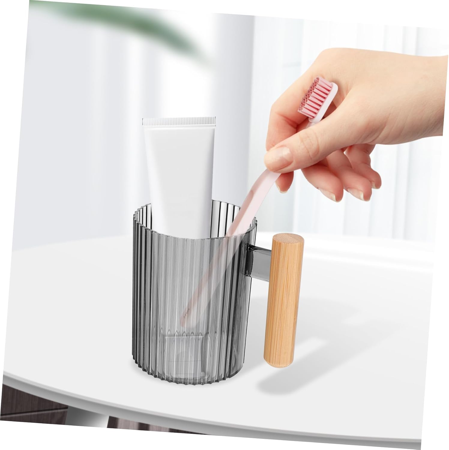 PRETYZOOM 4-Piece Toothbrush Cup Set for Bathroom