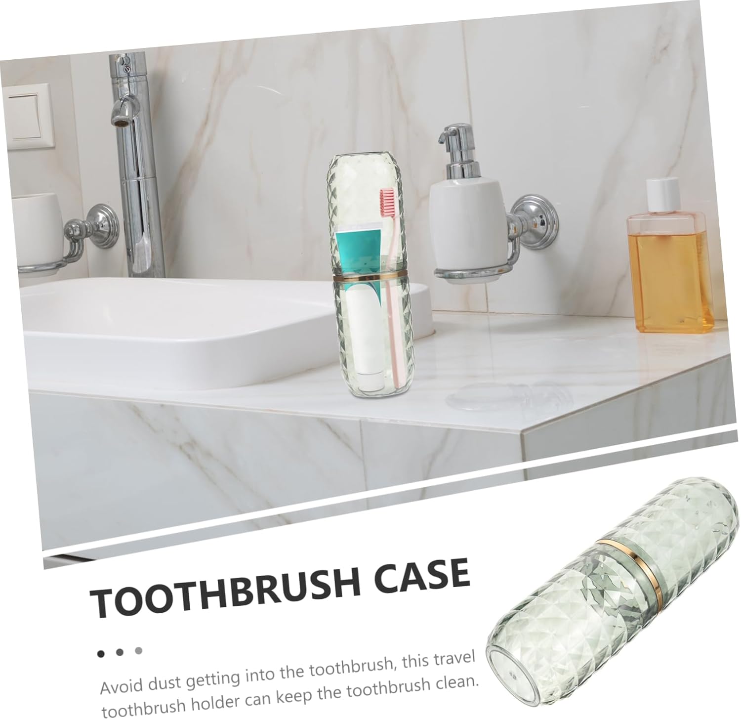 TOVINANNAPortable Toothbrush Case with Multi-Purpose Travel Holder for Business Trips