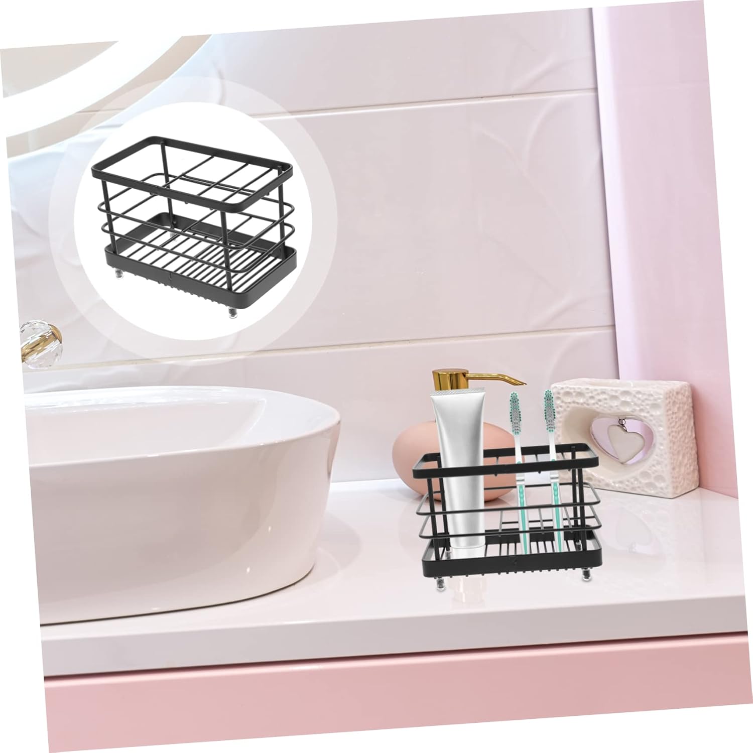 LIFKICH - Durable Iron Toothbrush Holder Rack for Bathroom Storage