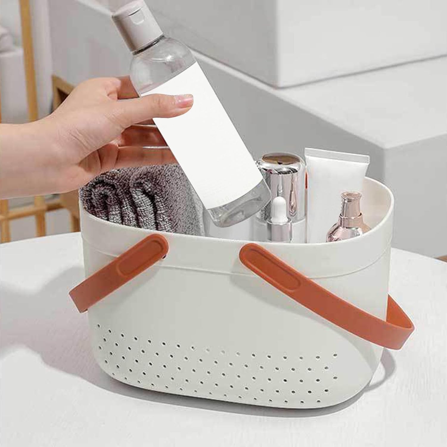 Nurnesy Large Capacity Plastic Shower Storage Basket Organizer