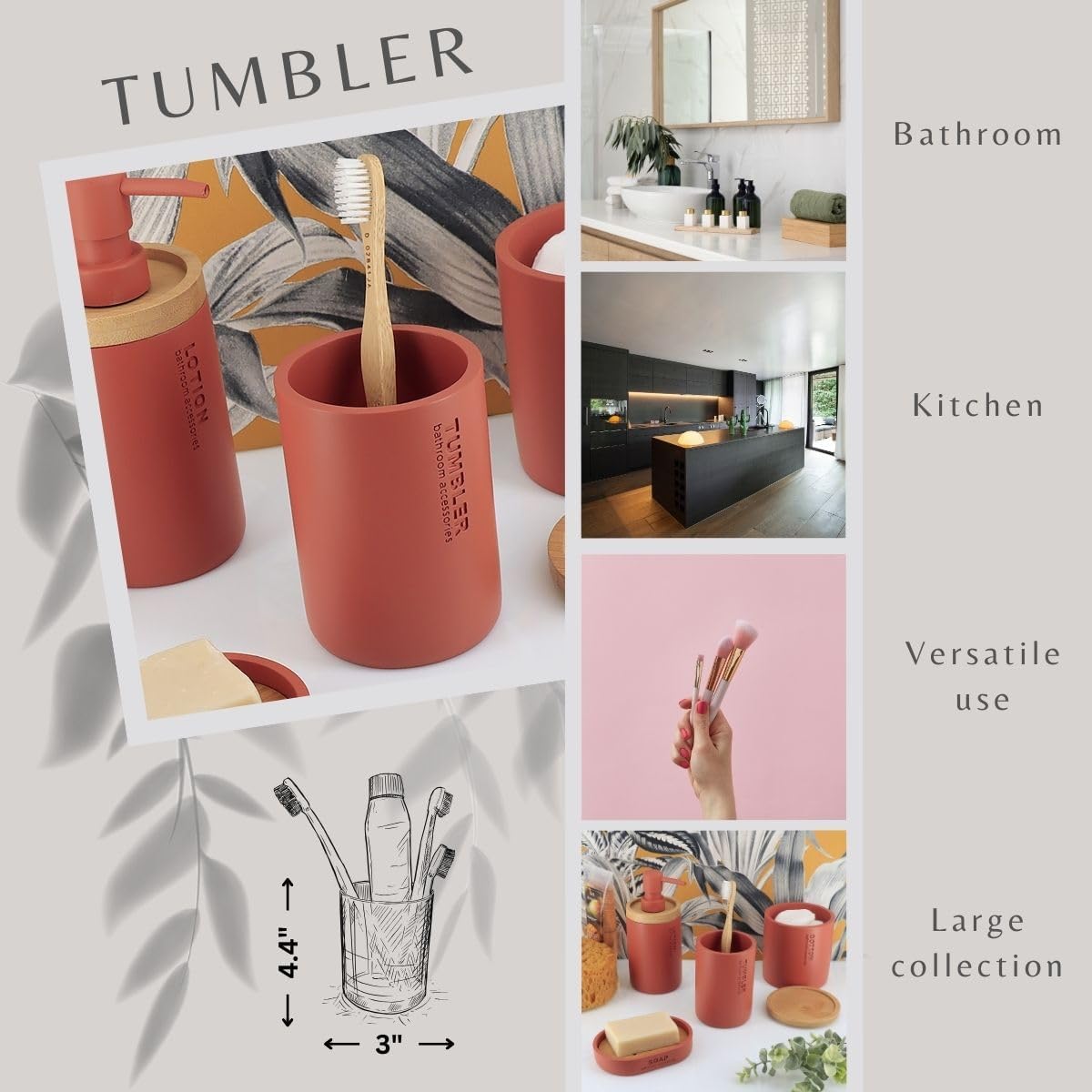Matte Terracotta Toothbrush Holder for Bathroom Vanity