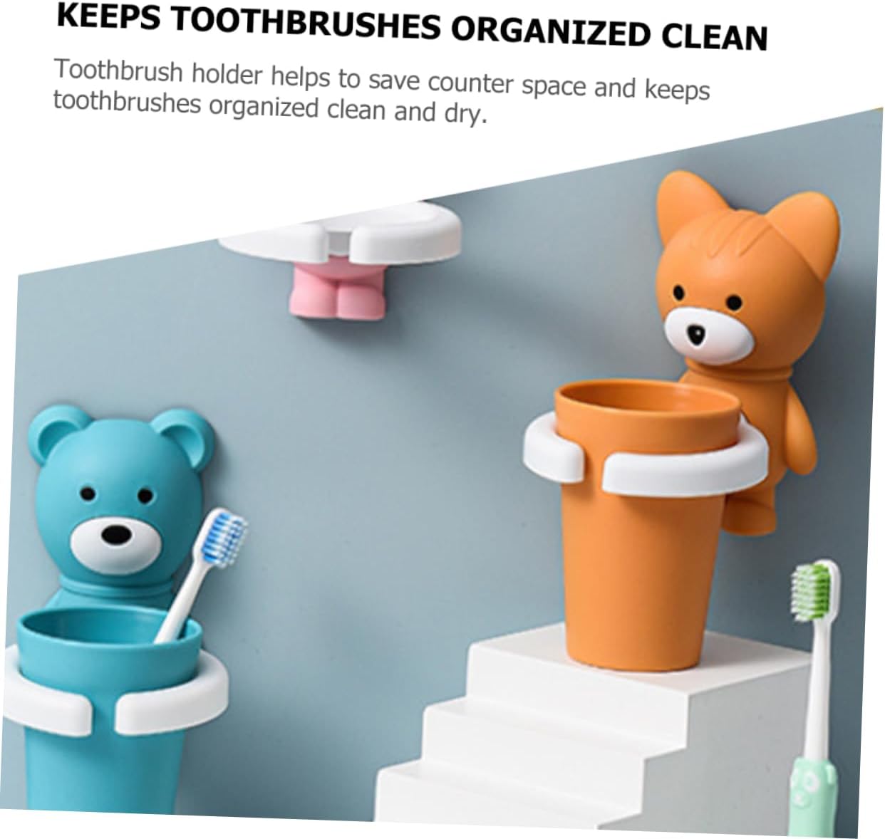 Happyyami Cartoon Wall-Mounted Toothbrush Organizer