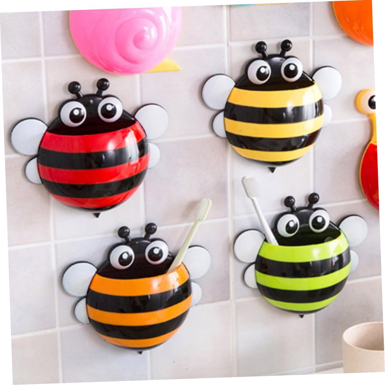 PrettyZOOM Wall Mount Suction Cup Toothbrush Organizer