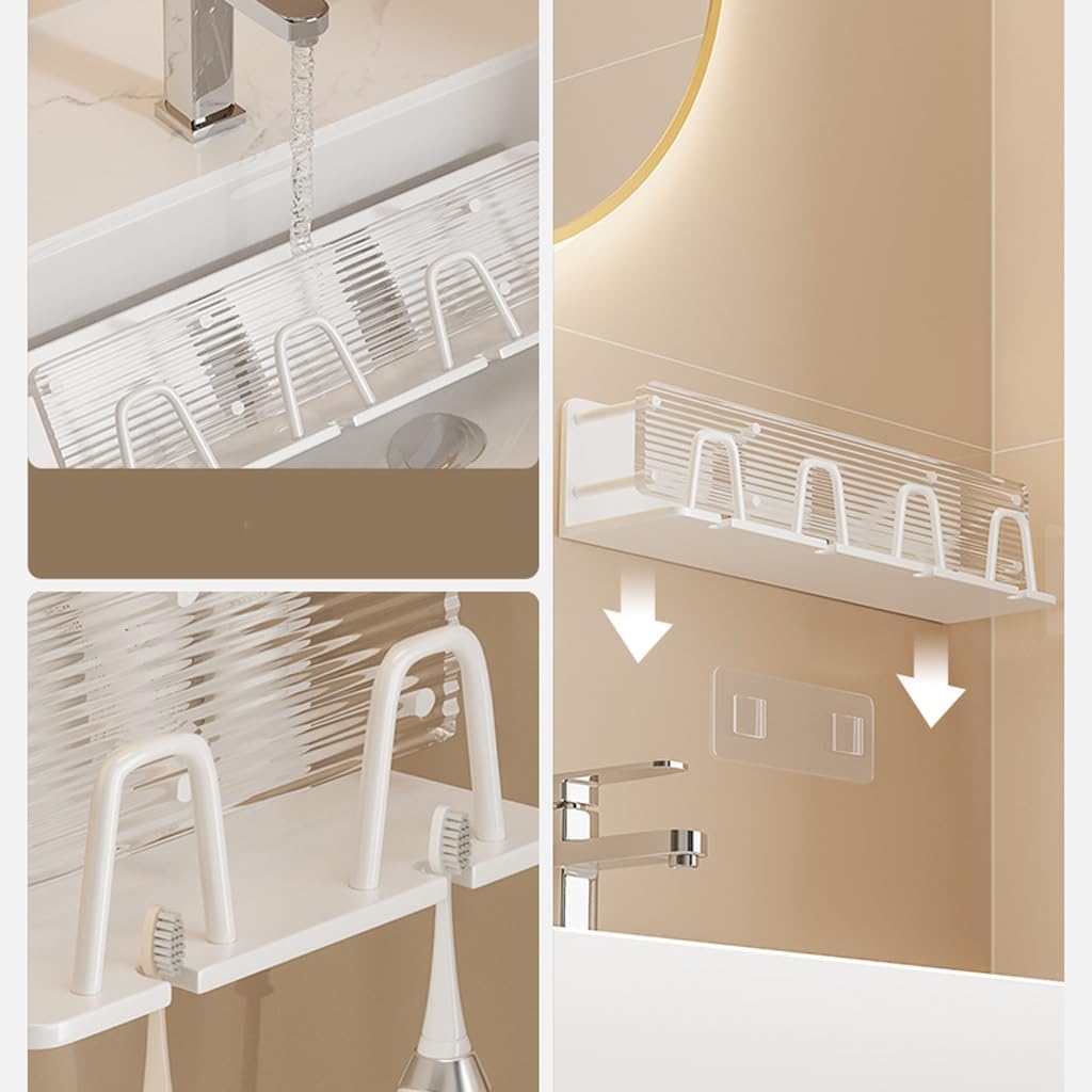 Lovulife Wall-Mounted Acrylic Toothbrush Holder Bathroom Organizer